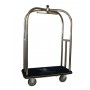 Stainless steel frame with blue carpet